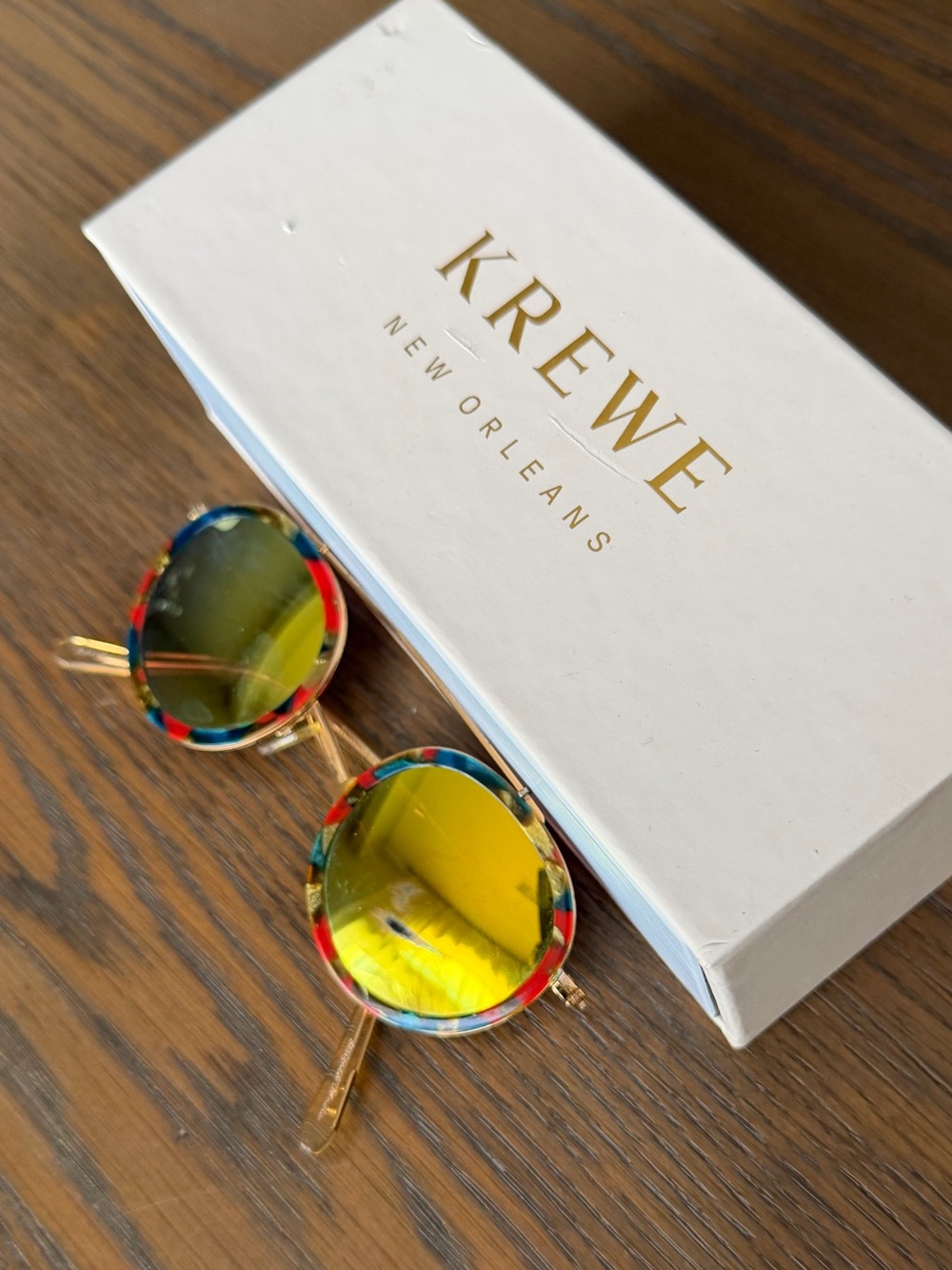 KREWE Round Sunglasses Yellow Lenses Multicolor Frame